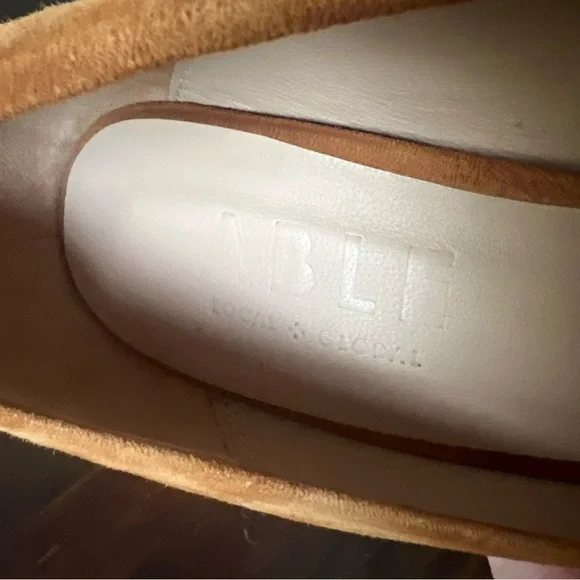 ABLE Suede High Heels Tan Brown Block Heel Sz 10 Round Toe - Picture 6 of 8